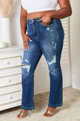 Judy Blue Full Size Mid Rise Distressed Bootcut Jeans for Women