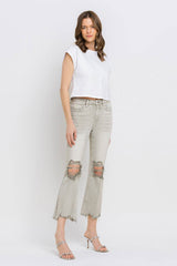 Lovervet Women's Distressed Cropped Flare Jeans with Raw Hem