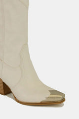 Beast Fashion Metal-Toe Block Heel Ankle Boots - Trendy Mid-Heel Footwear