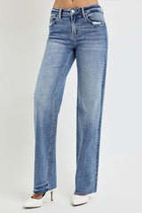 RISEN Women's Full Size High Rise Straight Leg Jeans with Pockets - Fashionable & Comfortable Denim