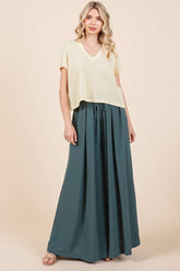 Mittoshop Women's Pleated Wide Leg Pants - Stylish & Comfortable