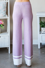 First Love Women's Contrast Ribbed Knit Pants - Trendy & Comfortable