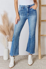 RISEN High Rise Ankle Flare Jeans - Flattering Fit & Versatile Style