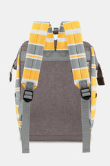 Himawari Large Striped Waterproof Nylon Backpack with USB Port and Side Pockets