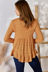 Hailey & Co Women's Full Size V-Neck Flounce Sleeve Blouse - Elegant & Versatile