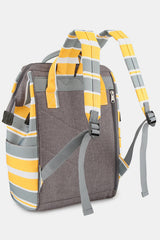 Himawari Large Striped Waterproof Nylon Backpack with USB Port and Side Pockets