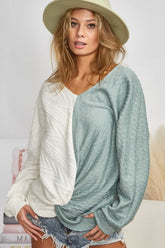 BiBi Twist Front Contrast Cable Knit Sweater - Cozy, Chic & Versatile Knitwear