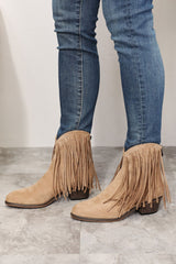 Legend Women's Fringe Cowboy Western Ankle Boots - Chic Pointed Toe with High Wedge Heel