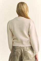 Davi & Dani Whimsical Crochet Strawberry Round Neck Sweater - Cozy & Stylish