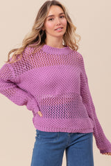 BiBi Women's Openwork Knit Long Sleeve Top - Chic & Versatile