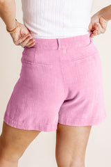 HYFVE Women's High Waist Pleated Linen Shorts with Belt Loops