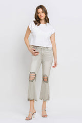 Lovervet Women's Distressed Cropped Flare Jeans with Raw Hem