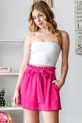 Heimish Trendy Texture High Waist Tied Summer Shorts for Women