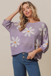 BiBi Women's Floral Slit Sweater - Chic & Versatile Knitwear