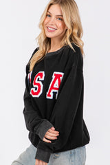 Sage + Fig USA Letter Patch Round Neck Sweatshirt - Cozy & Stylish Casual Wear
