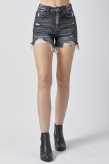 Women's RISEN Full Size High Rise Distressed Denim Shorts - Trendy Summer Style