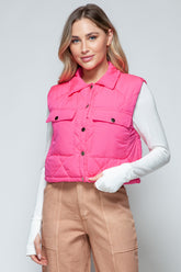 Snobbish Snap Down Quilted Crop Vest - Stylish & Versatile Women's Layer