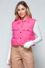 Snobbish Snap Down Quilted Crop Vest - Stylish & Versatile Women's Layer
