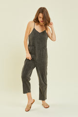 HEYSON Full Size Mineral-Washed Oversized Jumpsuit with Functional Pockets - 100% Cotton