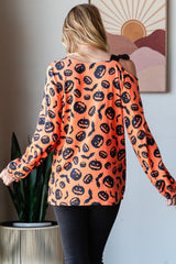 Heimish Pumpkin Print One-Shoulder T-Shirt - Trendy Fall Fashion