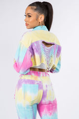 Trendy Distressed Back Cropped Denim Jacket by American Bazi