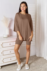 Comfortable Rayon Three-Quarter Sleeve Top and Shorts Set for Women