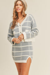 MABLE Women's Plaid Button Down Sweater Cardigan & Mini Skirt Set - Chic Two-Piece Outfit