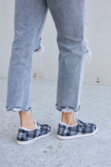 Trendy Plaid Plush Flat Sneakers for Women - Comfort & Style by Forever Link