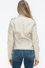 Stylish PU Leather Biker Jacket with Side Zip Pockets - Snobbish Collection by NK Wears