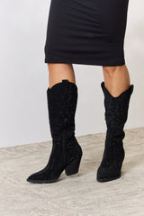 Forever Link Rhinestone Knee High Cowboy Boots - Glamorous Statement Footwear