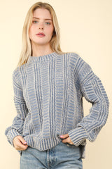 Stylish VERY J Two Tone Long Sleeve Women's Sweater - Cozy & Trendy