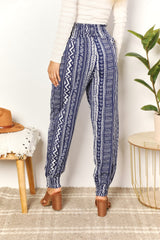Geometric Print Tassel High-Rise Pants with Pockets - Urban Style