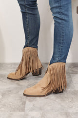 Legend Women's Fringe Cowboy Western Ankle Boots - Chic Pointed Toe with High Wedge Heel