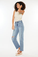Kancan Ultra High Rise Distressed Straight Jeans - Vintage 90s Style