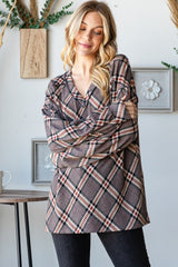 Heimish Plaid Exposed Seam V-Neck T-Shirt - Trendy & Comfortable