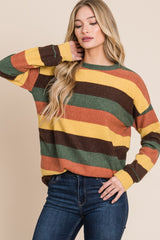 Vibrant Multi-Color Striped Knit Top - BOMBOM Collection