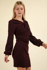 VERY J Asymmetrical Ruched Bodycon Mini Dress - Elegant Fit for Special Occasions