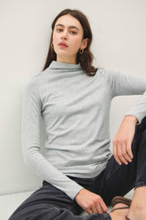 Chic Mock Neck Long Sleeve T-Shirt - Versatile & Stylish Wardrobe Essential