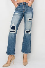 High Rise Distressed Ankle Flare Jeans for Women by Risen - Full Size & Chic