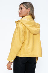 Women's Trendy PU Leather Zip-Up Jacket with Drawstring Hem