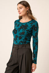 Mittoshop Floral Print Long Sleeve Knit Top - Elegant and Versatile