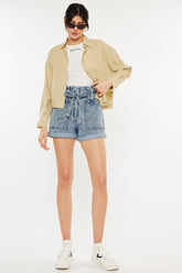 Kancan Ultra High Rise Paperbag Denim Shorts - Trendy Summer Fashion