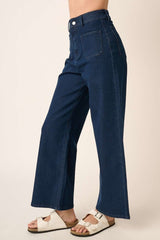 Mittoshop High Waist Wide Leg Jeans - Soft Denim Knit for Comfort & Style