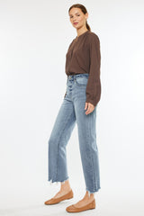 Kancan Women's High Rise Slim Wide Leg Jeans - Light Wash Denim