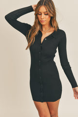 Mable Ribbed Button-Up Mini Shirt Dress - Versatile & Chic