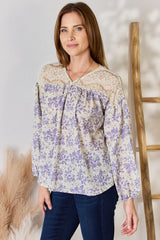 Hailey & Co Full Size Lace Detail Printed Blouse - Elegant & Versatile Women's Top
