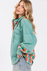 SAGE + FIG Full Size Plaid Print Mineral Wash Hoodie - Vintage Style & Comfort