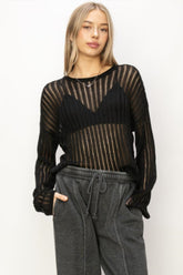 HYFVE Openwork Ribbed Long Sleeve Knit Top - Chic & Comfortable Fashion