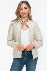 Stylish PU Leather Biker Jacket with Side Zip Pockets - Snobbish Collection by NK Wears