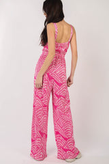 Chic Printed Pleated Jumpsuit for Women - Sleeveless Wide-Leg Design